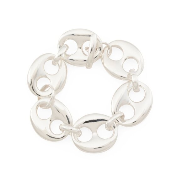 TEOCALLI Silver Made In Mexico Sterling Silver Puffy Marine Link Bracelet - Picture 1 of 2